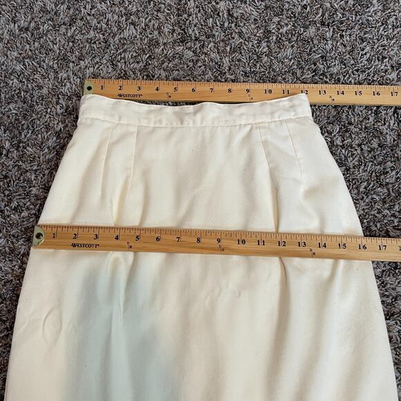 Vintage Pencil Skirt Size 8 Cream Off White Solid Midi Preppy Minimalist 80s 90s - Picture 12 of 14